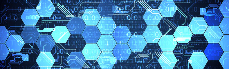 Hexagons on gradient color background. Hi-tech digital technology concept. Vector