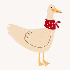 Goose character with armband, cute character, vector illustration hand drawn vector illustration.