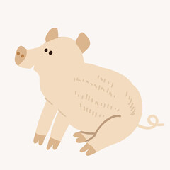 Vector illustration of woman making haystack, dried grass. Flat hand drawn vector illustration.