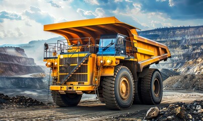 Yellow Mining Dump Truck in a Quarry