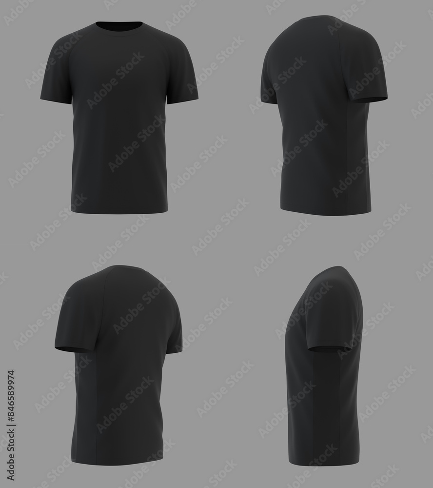 Canvas Prints Blank black shirt mockup template, front and back view, isolated on white plain t-shirt mockup. Sweater t-shirt design presentation for printing