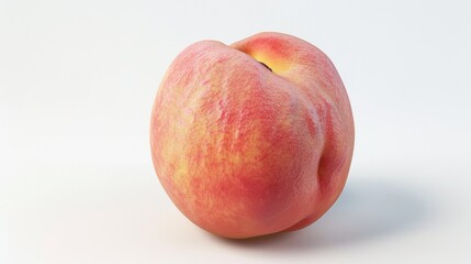 Ripe Peach with Vivid Colors on a White Background, Generative AI