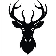 Deer head silhouette on vector.