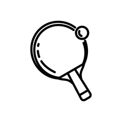 ping pong paddle, line icon, isolated background