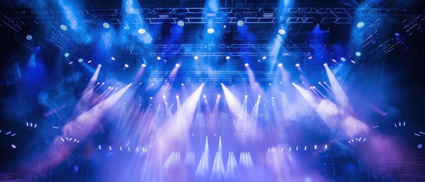 Bright arena lights and swirling smoke, providing a dramatic backdrop for major events