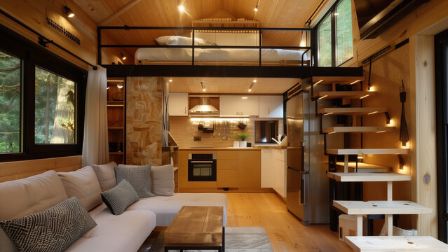 Maximizing Space: Inside a Tiny House with a Loft and Kitchen