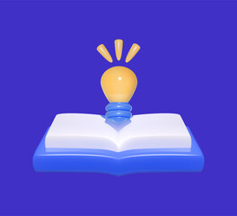 3D Light Bulb Over Open Book