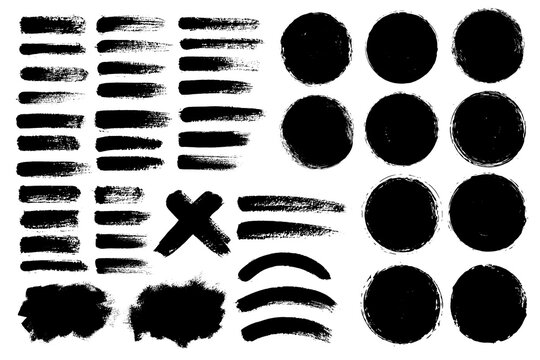 Brush strock, grunge black paint stripe Text boxes for banner.