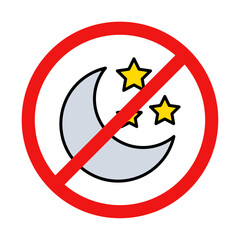 No Night Sign on White Background