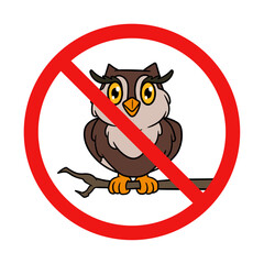 No Owl Sign on White Background