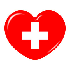 Heart icon in the colors of the flag of Switzerland, isolated on a transparent background. Heart of Swiss flag. Vector illustration