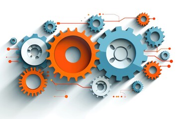 A pile of gears on a white background