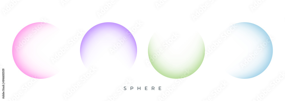 Poster defocused spheres. color gradients. set of light blurred color round shapes for creative graphic des
