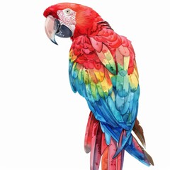 Obraz premium Beautiful watercolor clipart featuring a vibrant parrot, isolated on a white background