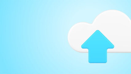 Cloud computing data cyber storage upload download service realistic 3d icon vector illustration