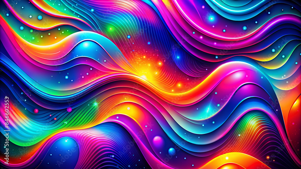 Canvas Prints vibrant abstract waves: a dynamic and fluid multi-colored pattern with star-like specks - ideal for 