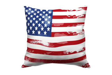 Obraz premium Pillow With A Red, White And Blue American Flag On It, Clipart, Illustrations , Isolated On A Transparent Background. 