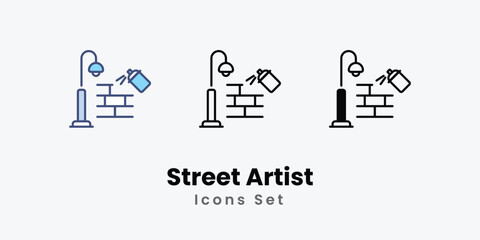 Street Artist icons vector set stock illustration