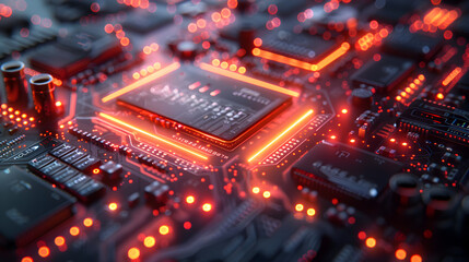 Obraz premium Digital data stream in deep blue, high speed data transfer with motion effect, cyber tech space.