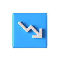 파란색 하락 화살표 3d 아이콘
