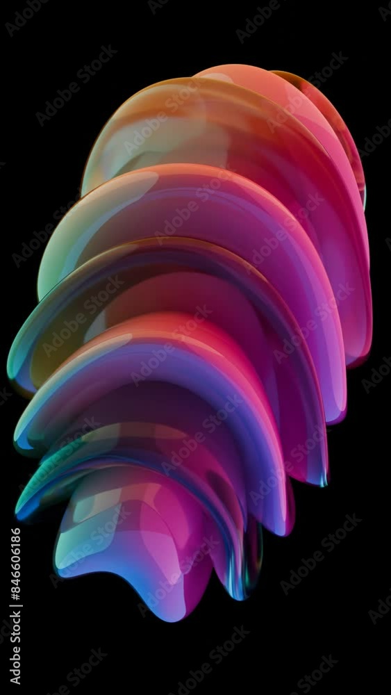 Poster abstract sculptural form in glass: a study in color and reflection