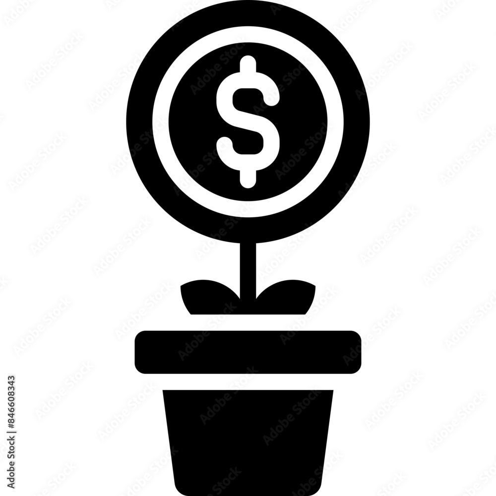 Sticker money growth icon