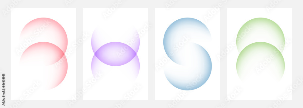 Aufkleber Set of color gradient round shapes. Futuristic abstract backgrounds with light soft colored spheres for creative graphic design. Vector illustration.