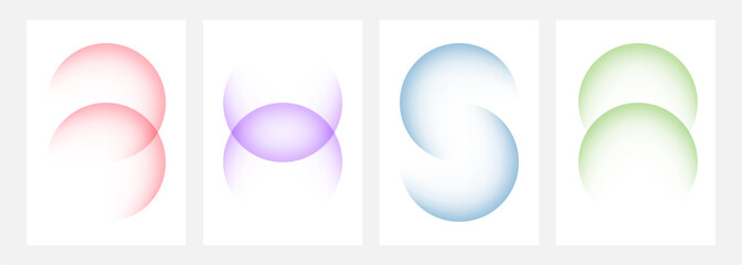 Set of color gradient round shapes. Futuristic abstract backgrounds with light soft colored spheres for creative graphic design. Vector illustration. © FineVector