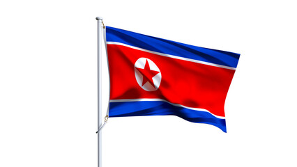 Waving flag of north korean isolated on transparent background.