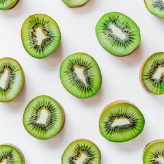 Fototapeta premium sliced kiwi fruits white background