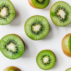 Fototapeta premium sliced kiwi fruits white background
