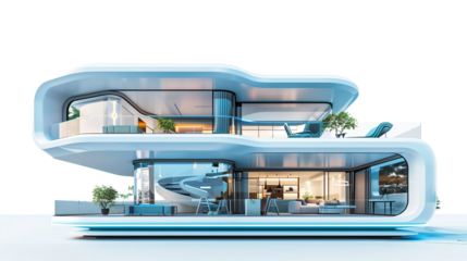 Modern smart house on a transparent background
