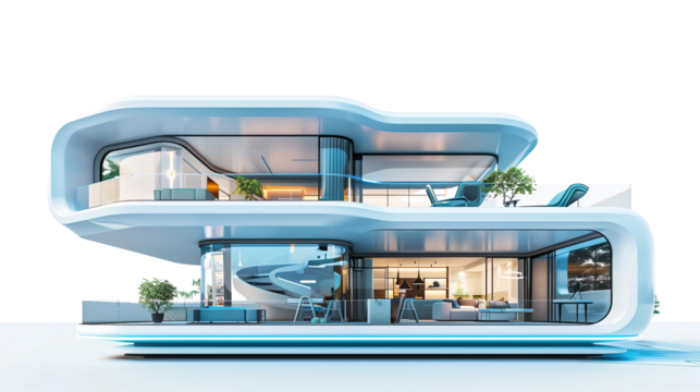Modern smart house on a transparent background