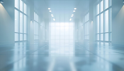 Obraz premium Modern Minimalist Empty Office Space with Large Windows and Natural Light Ideal for Productivity and Creative Work Environments for Lease or Rent Now Available