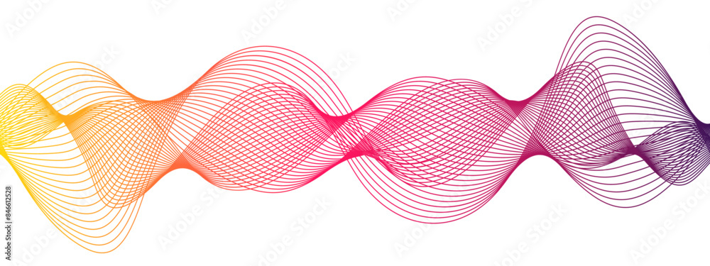 Aufkleber futuristic motion curved modern glowing frequency stream sound wave. thin line curve seamless techno