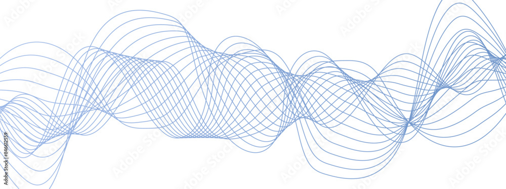 Poster Abstract blue blend wave lines with Bright Digital frequency track equalizer. Wave lines dynamic flowing colorful light isolated background. sound wave lines and technology curve lines. 