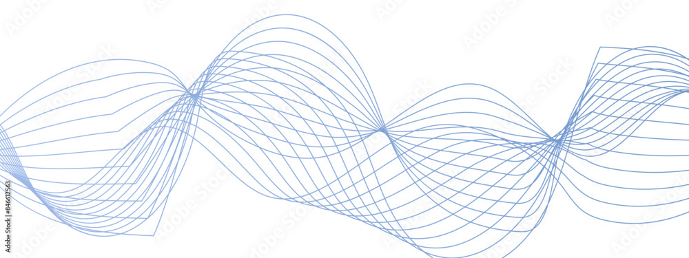 Aufkleber Abstract blue blend wave lines with Bright Digital frequency track equalizer. Wave lines dynamic flowing colorful light isolated background. sound wave lines and technology curve lines. 