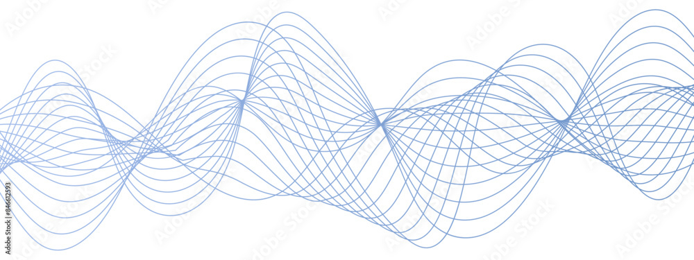 Poster Abstract blue blend wave lines with Bright Digital frequency track equalizer. Wave lines dynamic flowing colorful light isolated background. sound wave lines and technology curve lines. 