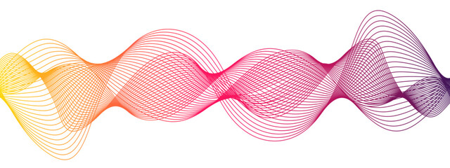 Futuristic motion Curved modern glowing frequency stream sound wave. Thin line Curve seamless technology sound wave lines. Curved smooth geometric wave swirl Creative line art.