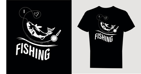 I love fishing T-shirt Design, Vector illustration. Calligraphy for the print typography