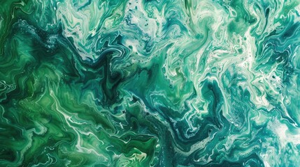 Obraz premium Aesthetic painting featuring blend of green and blue hues in a marble texture