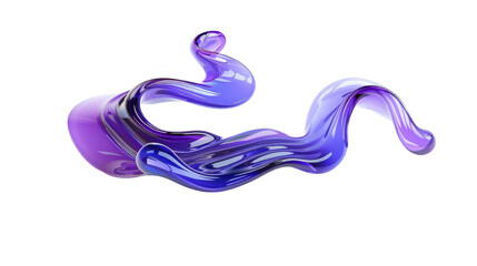 Blue purple gradient liquid abstract on transparent background