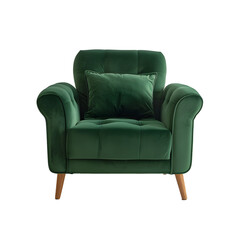 Fototapeta premium Comfortable armchair on transparent background, Interior element,Classic armchair isolated,Stylish comfortable armchair isolated on transparent background.A velvet armchair, Ai generated