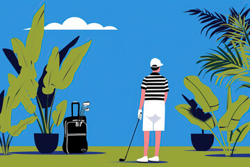 A Golfers Day on the Tropical Greens. Generative AI
