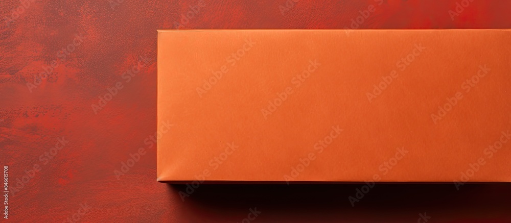 Poster vibrant red abstract paper texture background with an old kraft paper box showcasing an orange craft