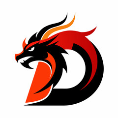 'D' letter  with a stylized dragon vector illustration