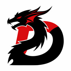 'D' letter  with a stylized dragon vector illustration