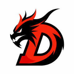 'D' letter  with a stylized dragon vector illustration