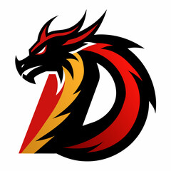'D' letter  with a stylized dragon vector illustration