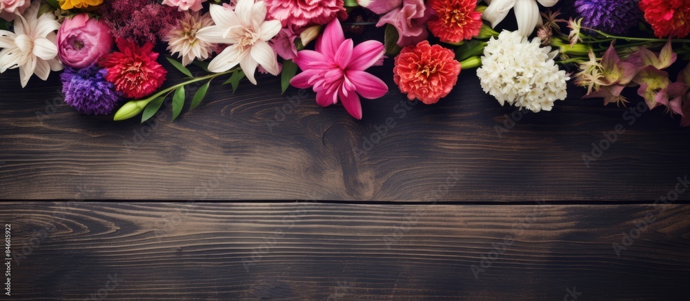 Canvas Prints flowers displayed on a rustic wooden surface, providing a charming backdrop with copy space image.